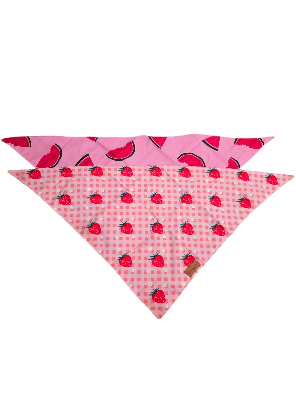 PetCircle - Pink Gingham Strawberry And Watermelon Pet Bandanas